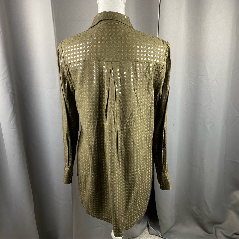 Anthropologie Maeve Green Sequin Button Up C1 - Picture 4 of 14